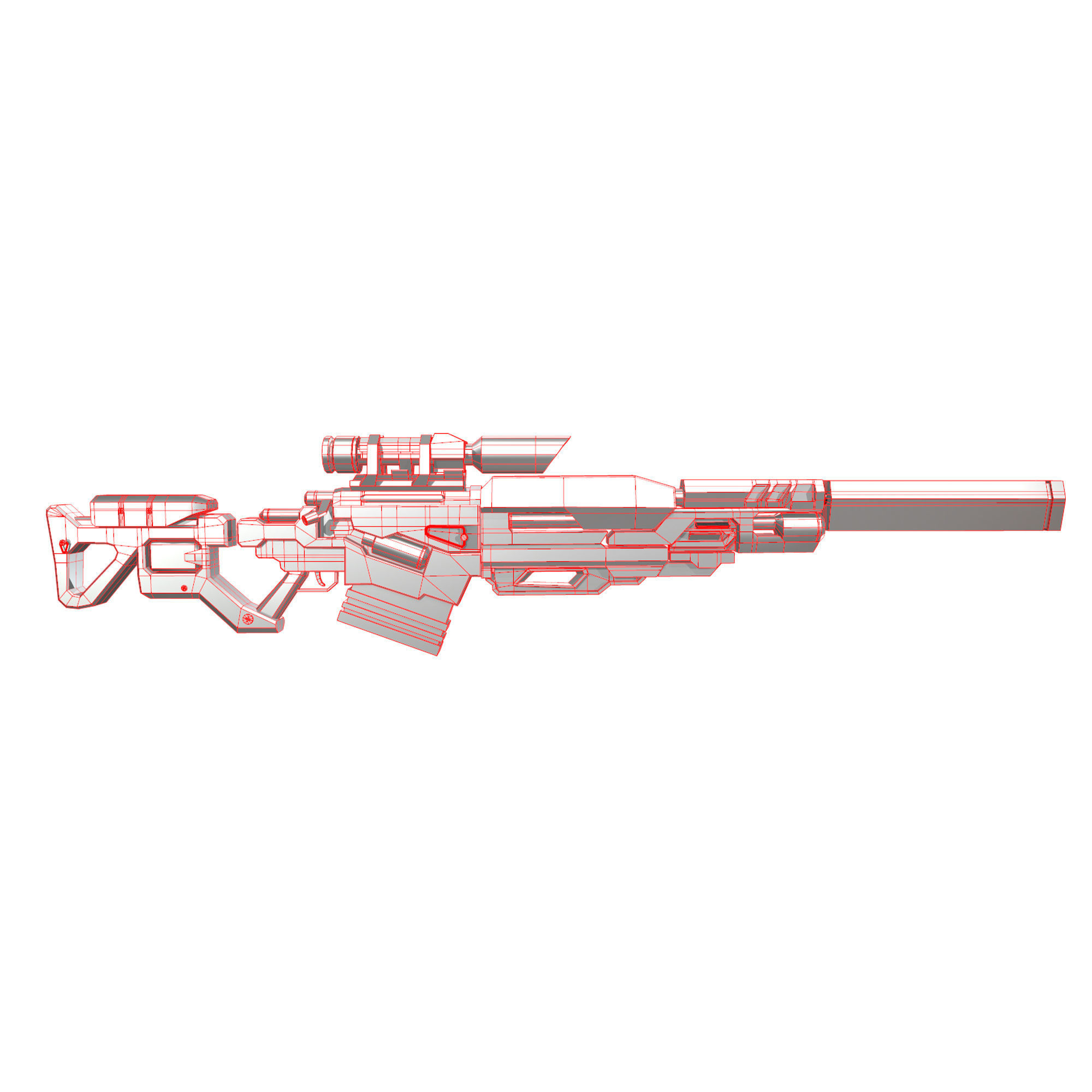 Sci-Fi Sniper Rifle  Low-poly 3D model_6