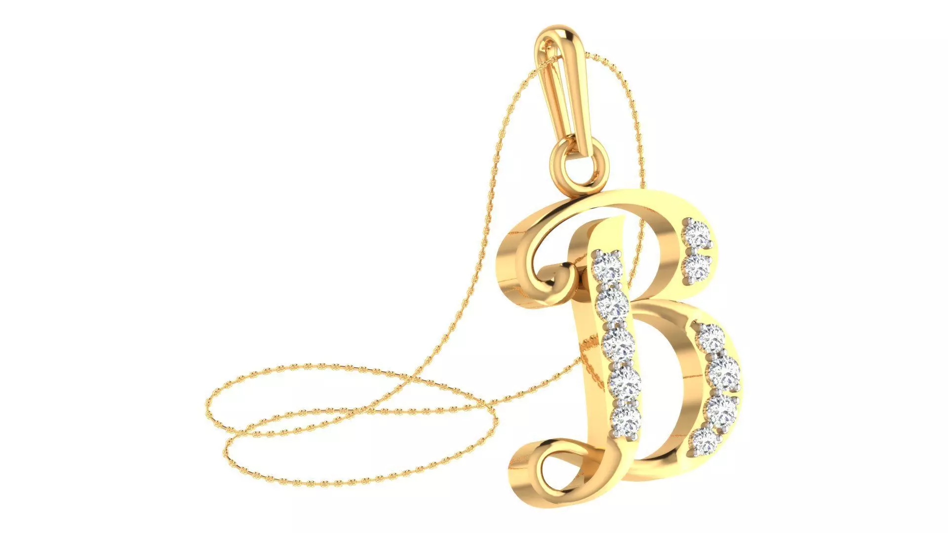 Alphabet-B pendant 3dm stl render 3D print model 3D print model_0