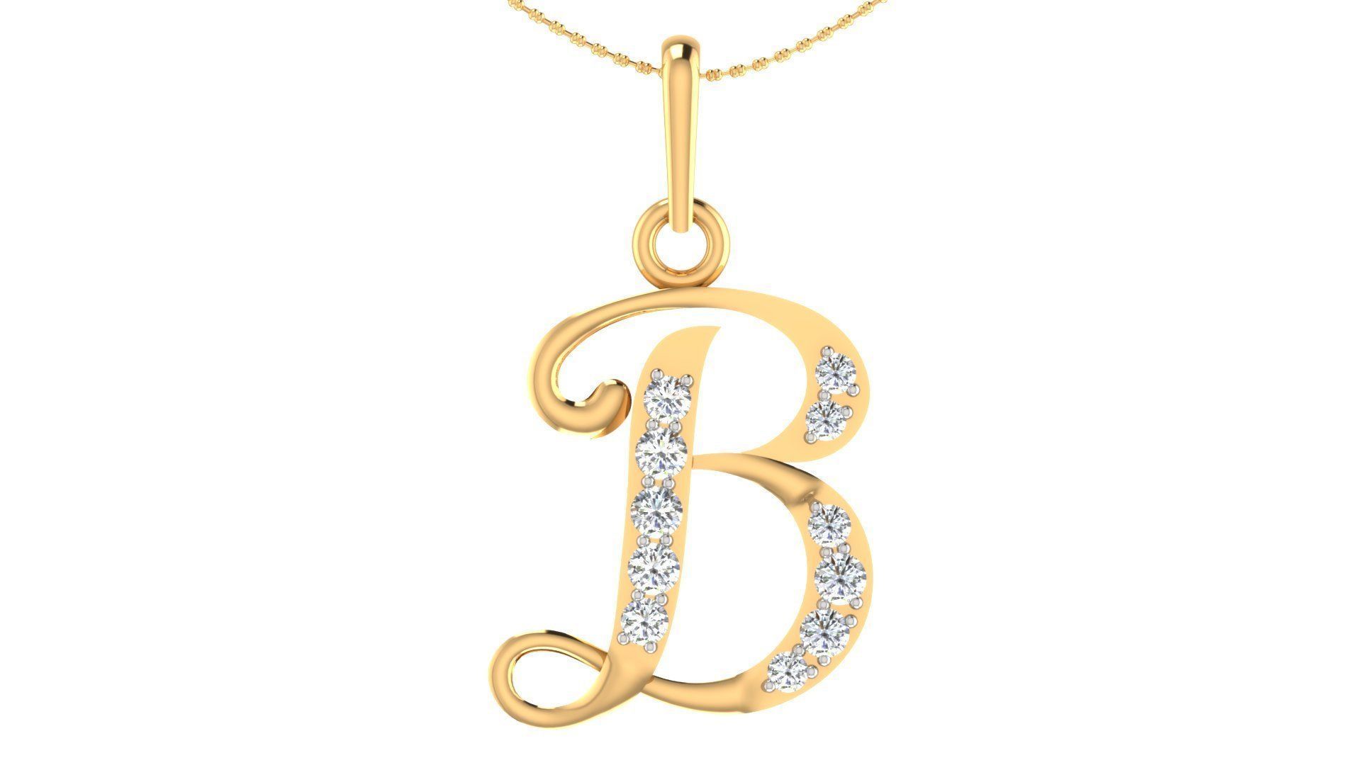 Alphabet-B pendant 3dm stl render 3D print model 3D print model_2