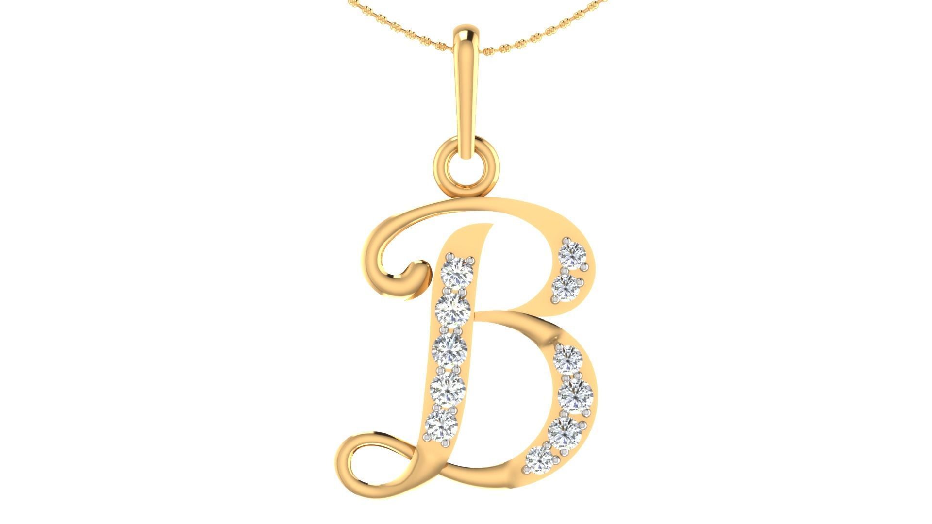 Alphabet-B pendant 3dm stl render 3D print model 3D print model_3