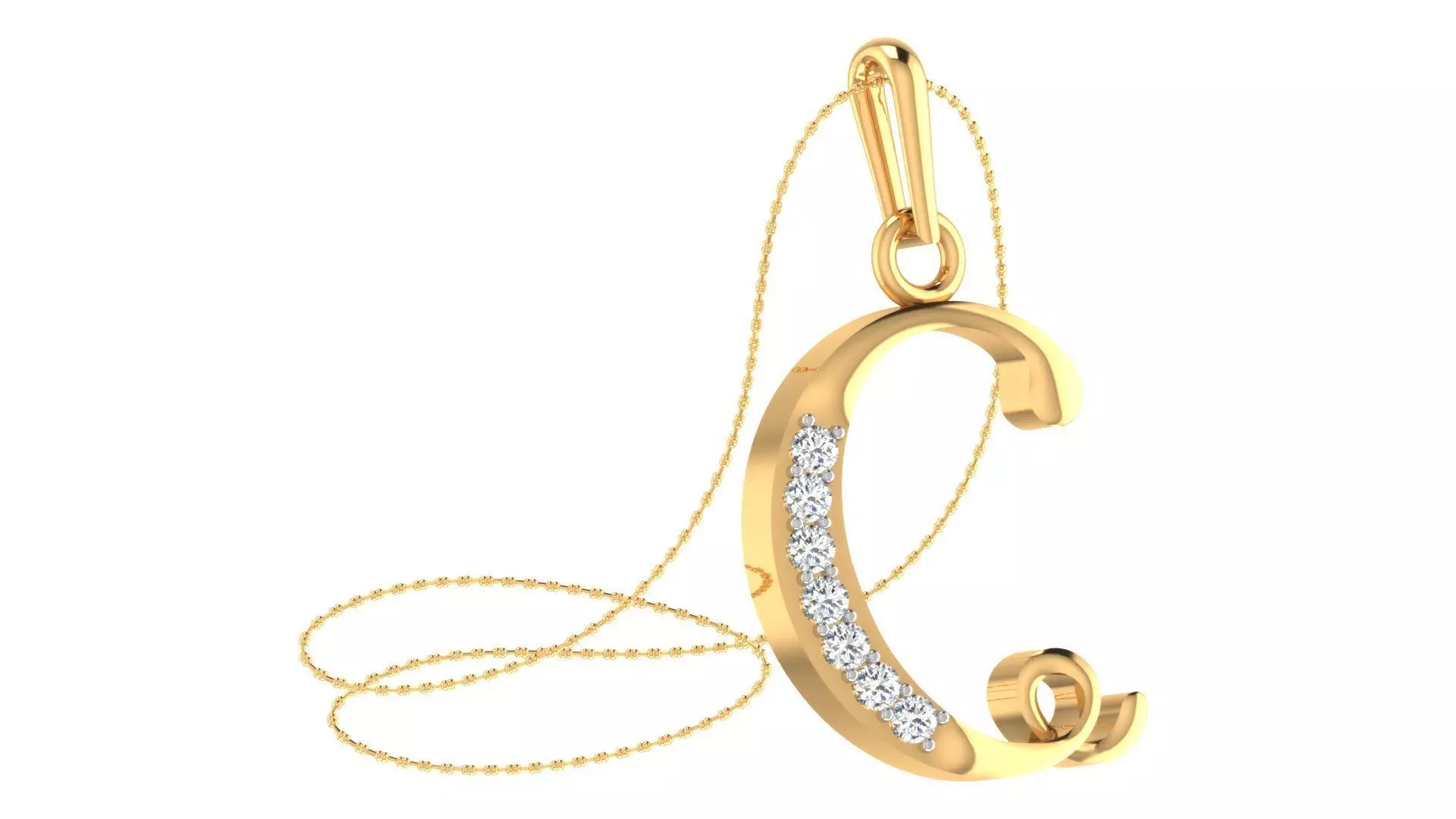 Alphabet-C pendant 3dm stl render 3D print model_0