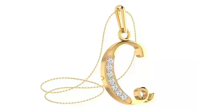 Alphabet-C pendant 3dm stl render