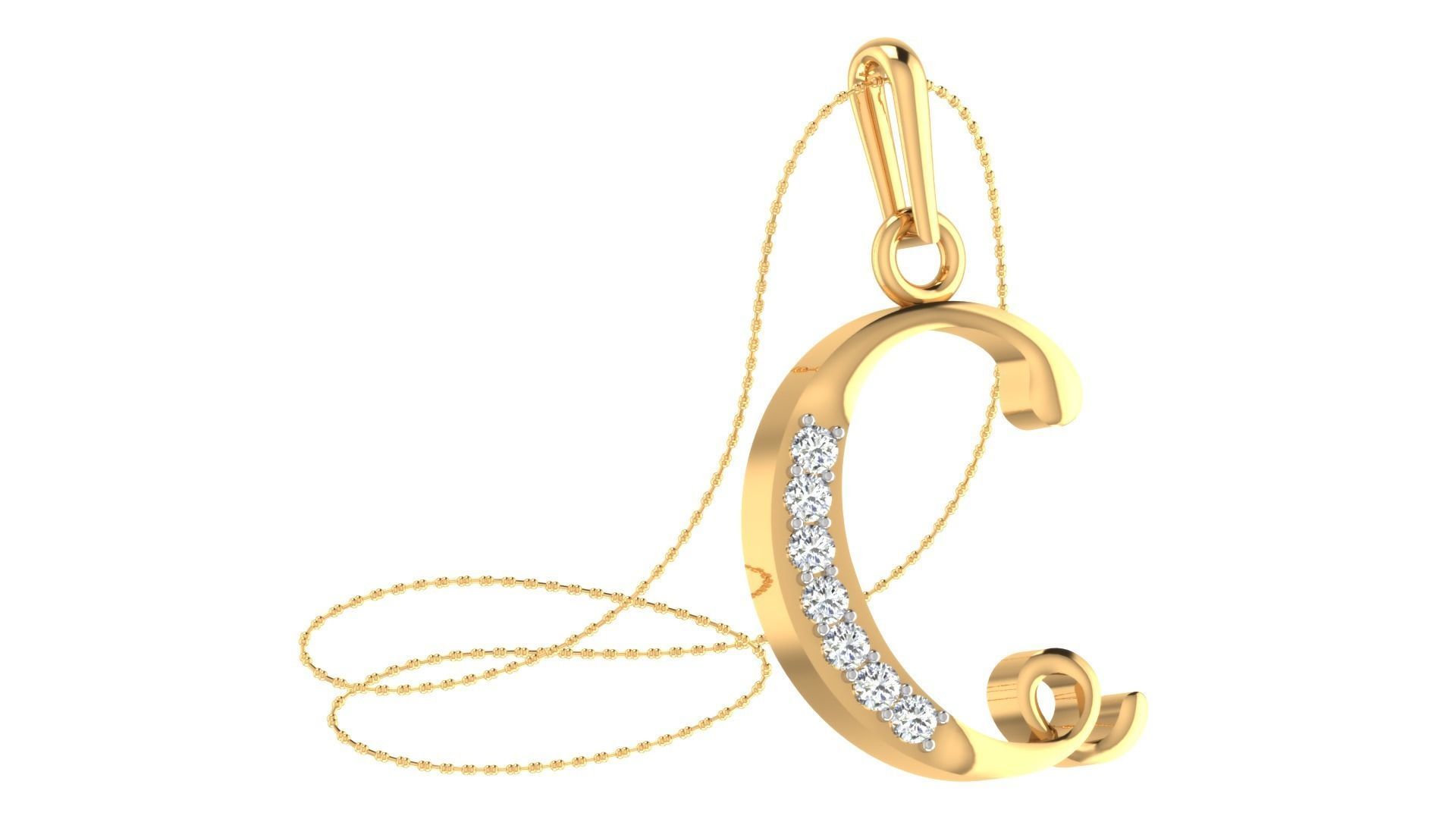 Alphabet-C pendant 3dm stl render 3D print model_1