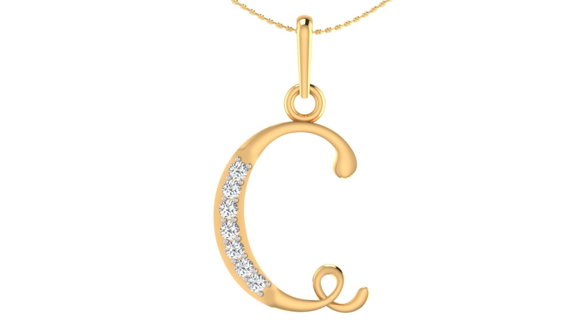 Alphabet-C pendant 3dm stl render 3D print model_3