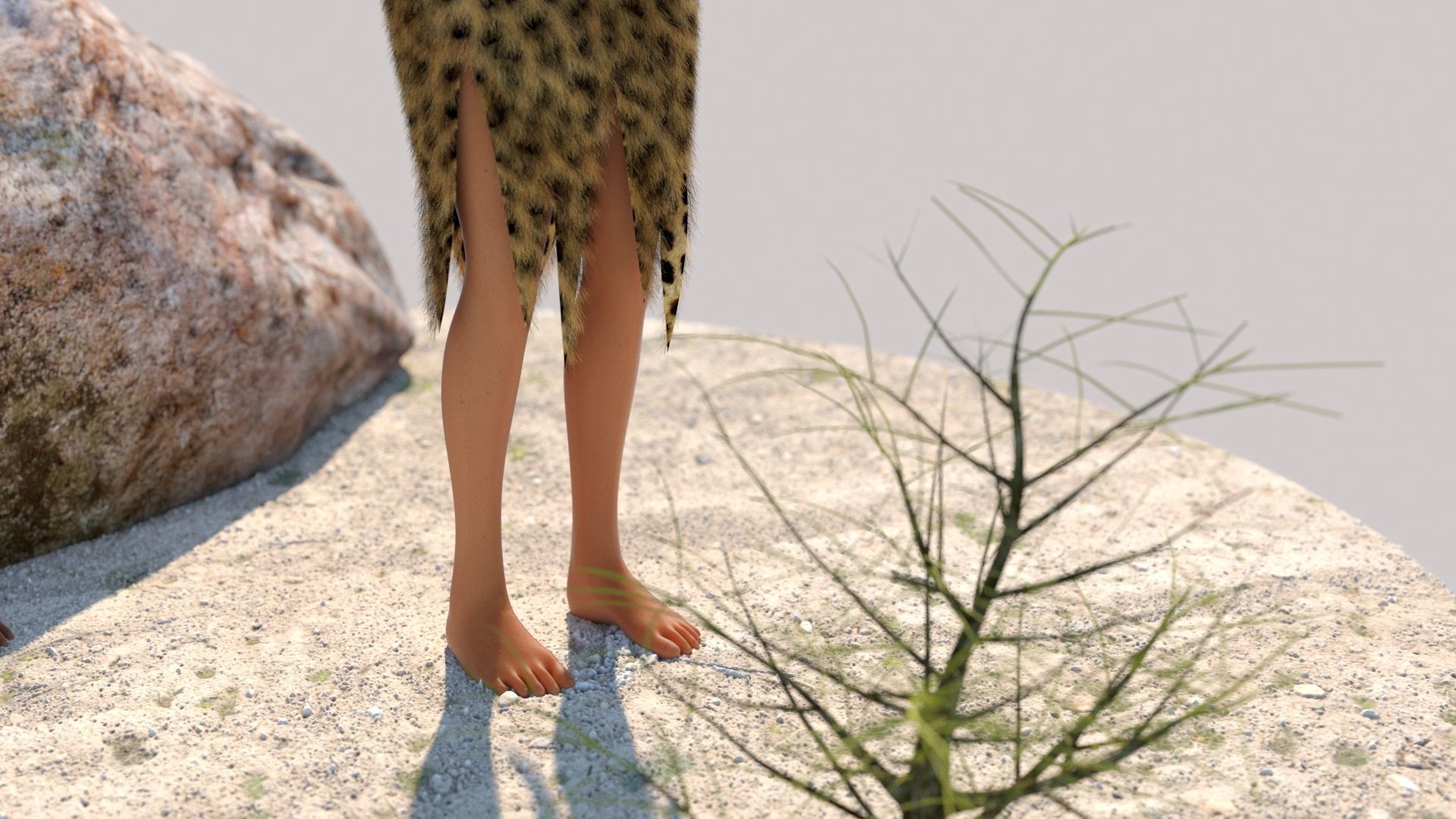 Caveman and Cave Woman Model 3D model_4