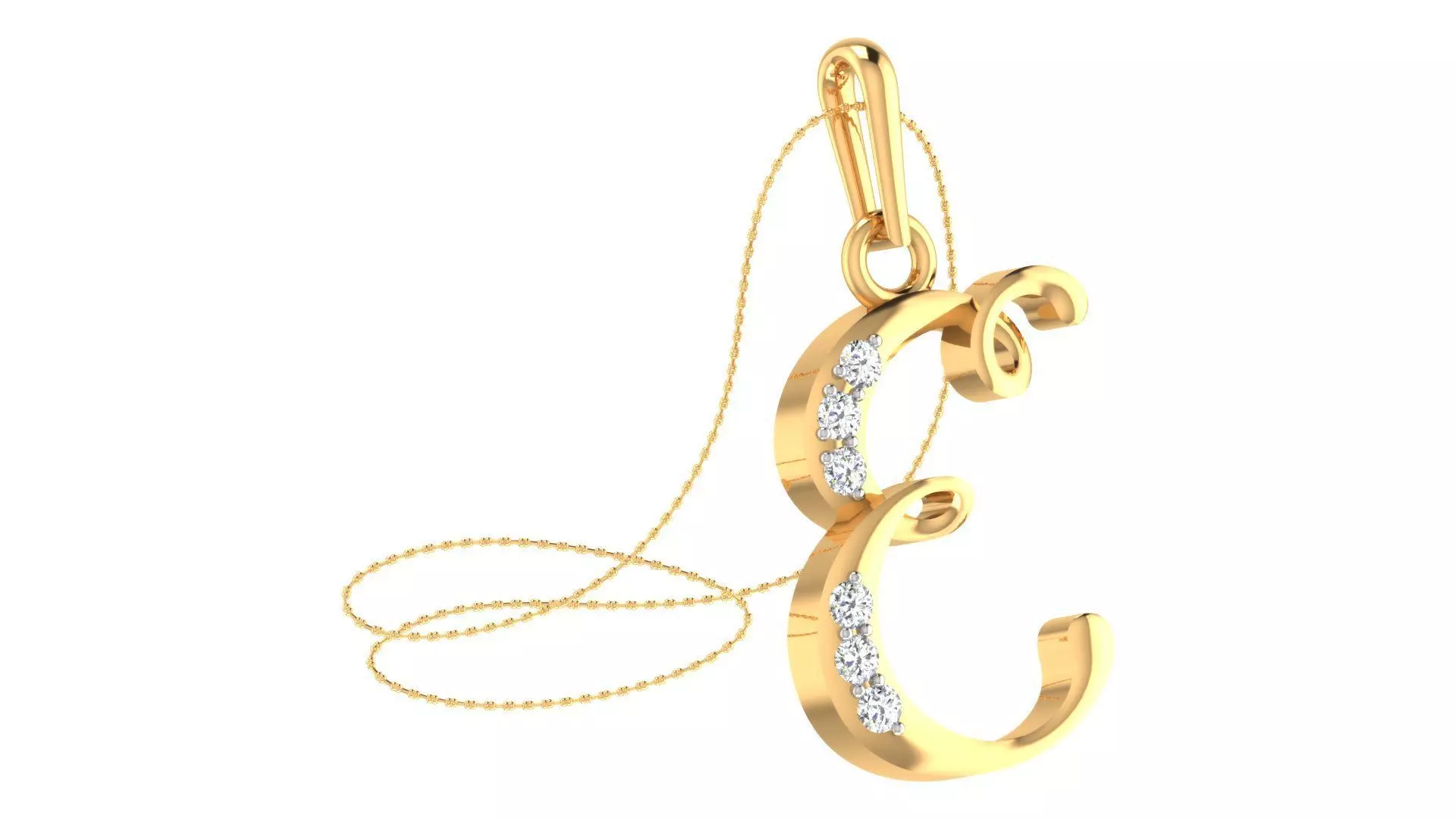 Alphabet-E pendant 3dm stl render 3D print model_0