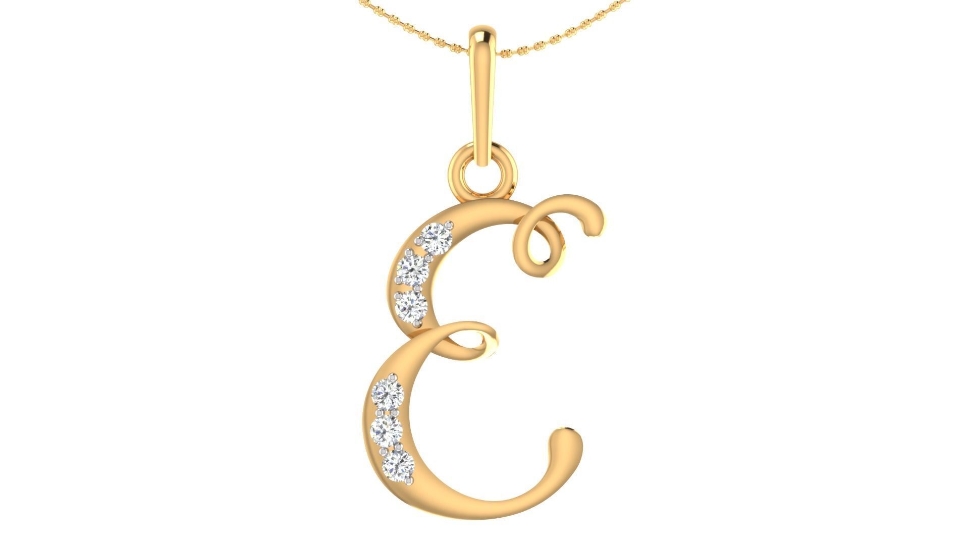 Alphabet-E pendant 3dm stl render 3D print model_3