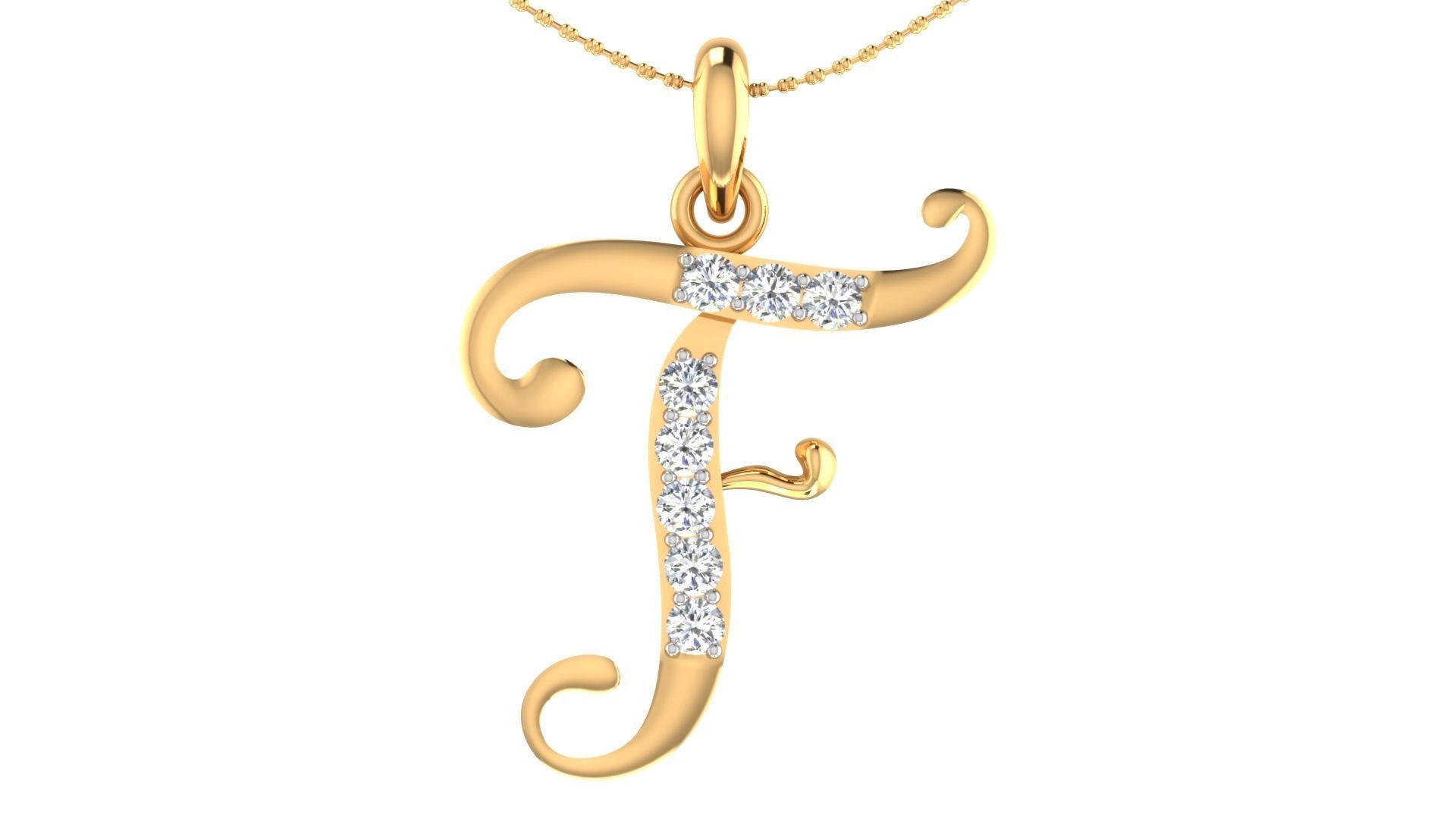 Alphabet-F pendant 3dm stl render 3D print model_3