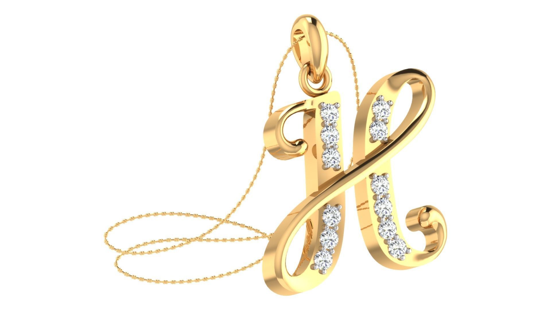 Alphabet-H pendant 3dm stl render 3D print model_1