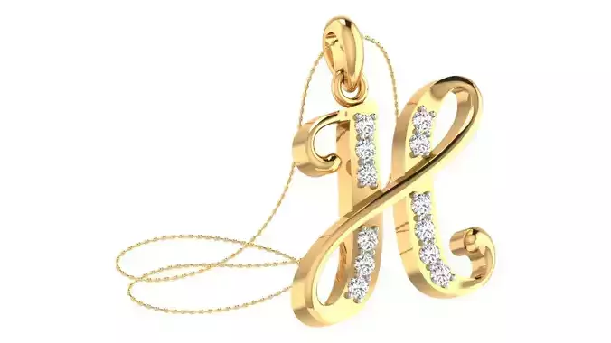 Alphabet-H pendant 3dm stl render