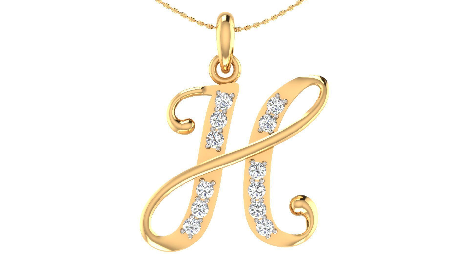 Alphabet-H pendant 3dm stl render 3D print model_2