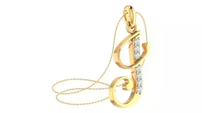 Alphabet-J pendant 3dm stl render