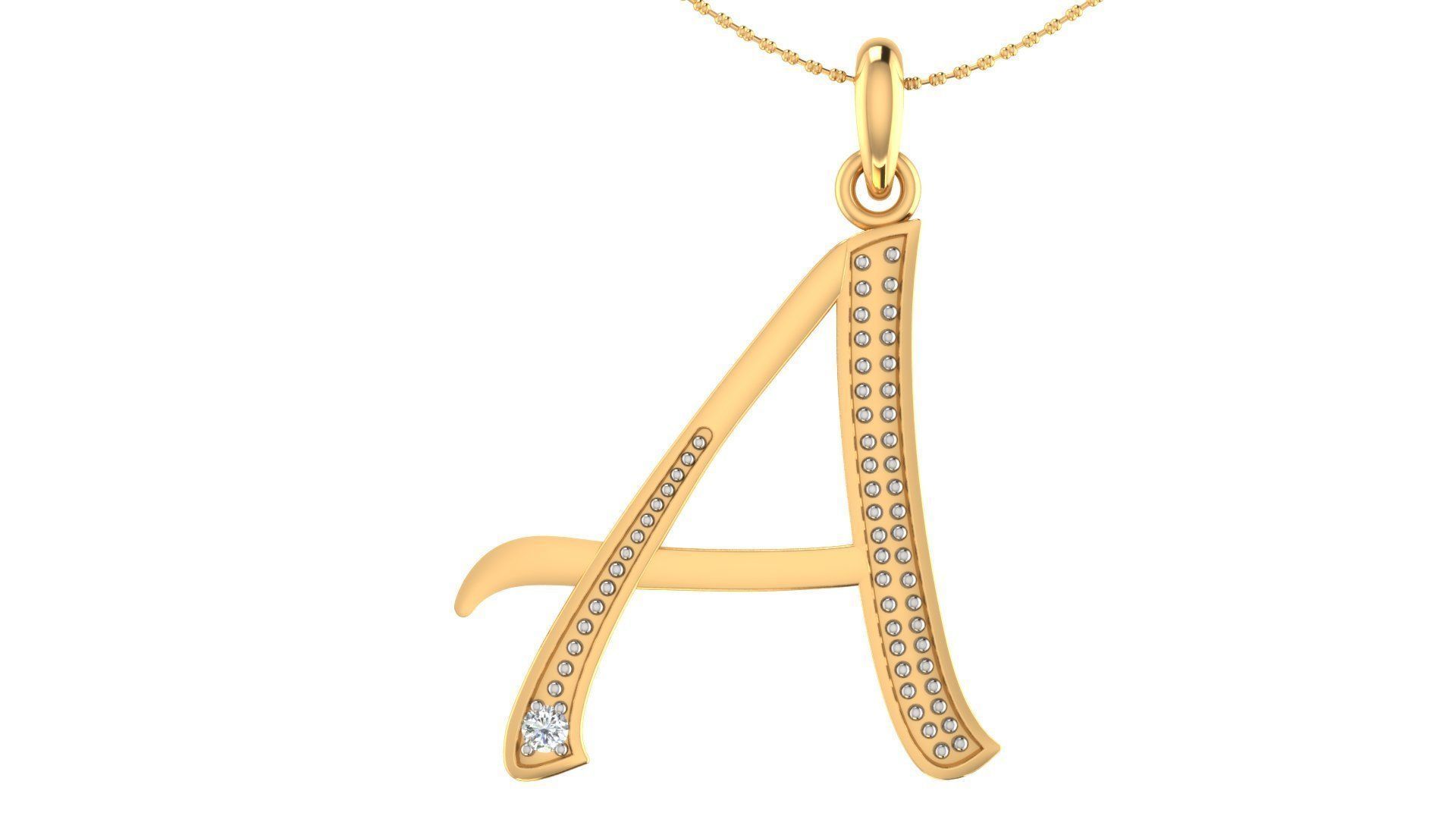 Alphabet-A pendant 3dm stl render 3D print model_2
