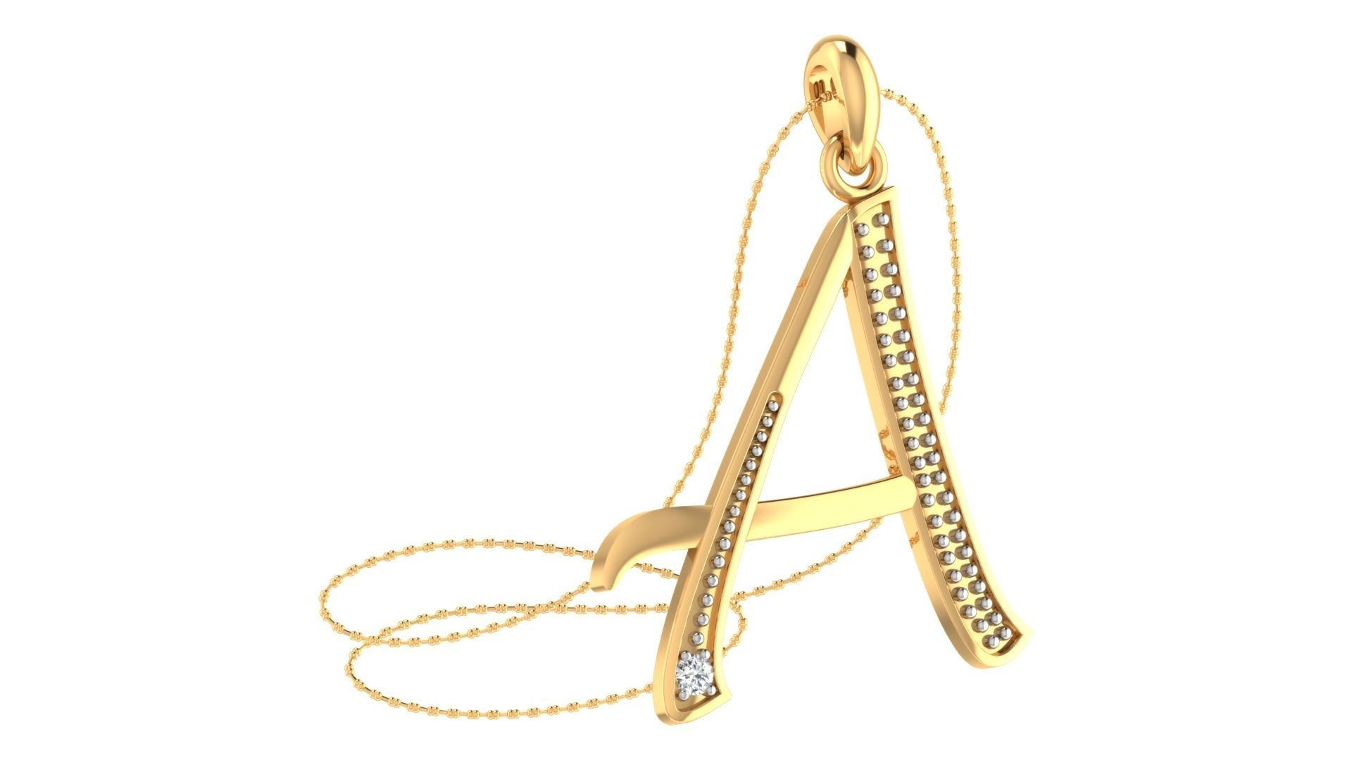 Alphabet-A pendant 3dm stl render 3D print model_1