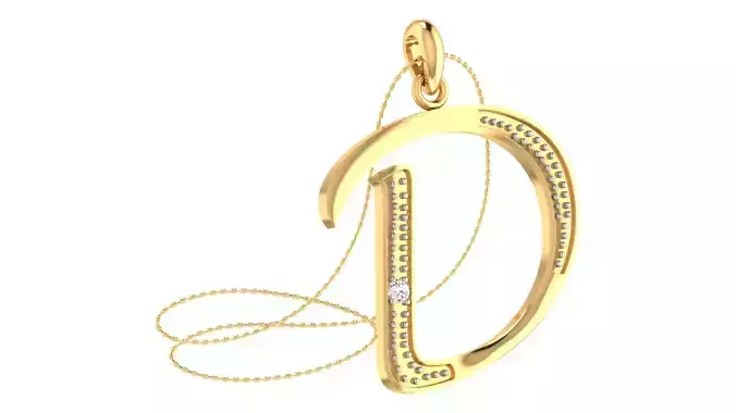 Alphabet-D pendant 3dm stl render
