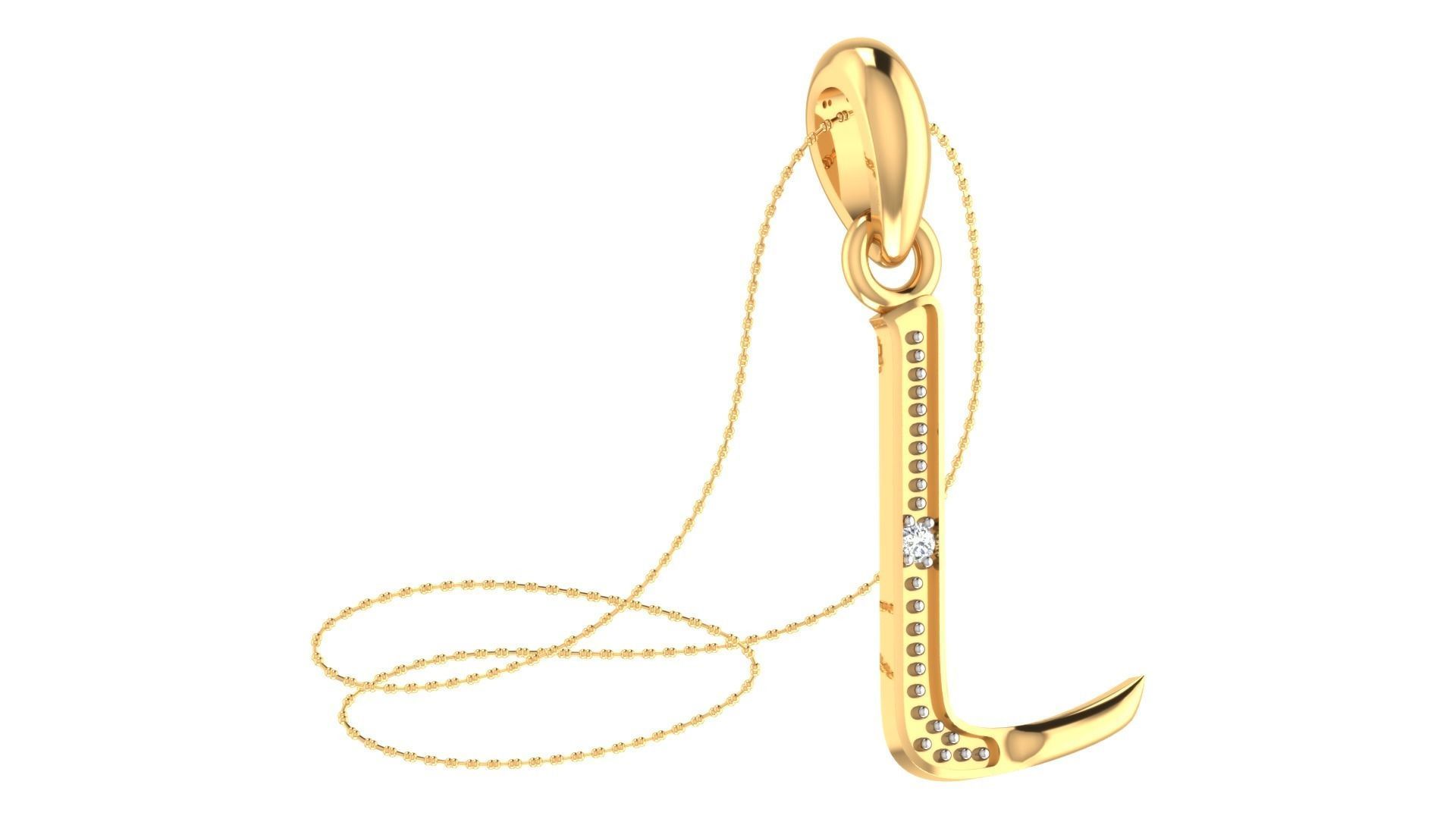 Alphabet-L pendant 3dm stl render 3D print model_1