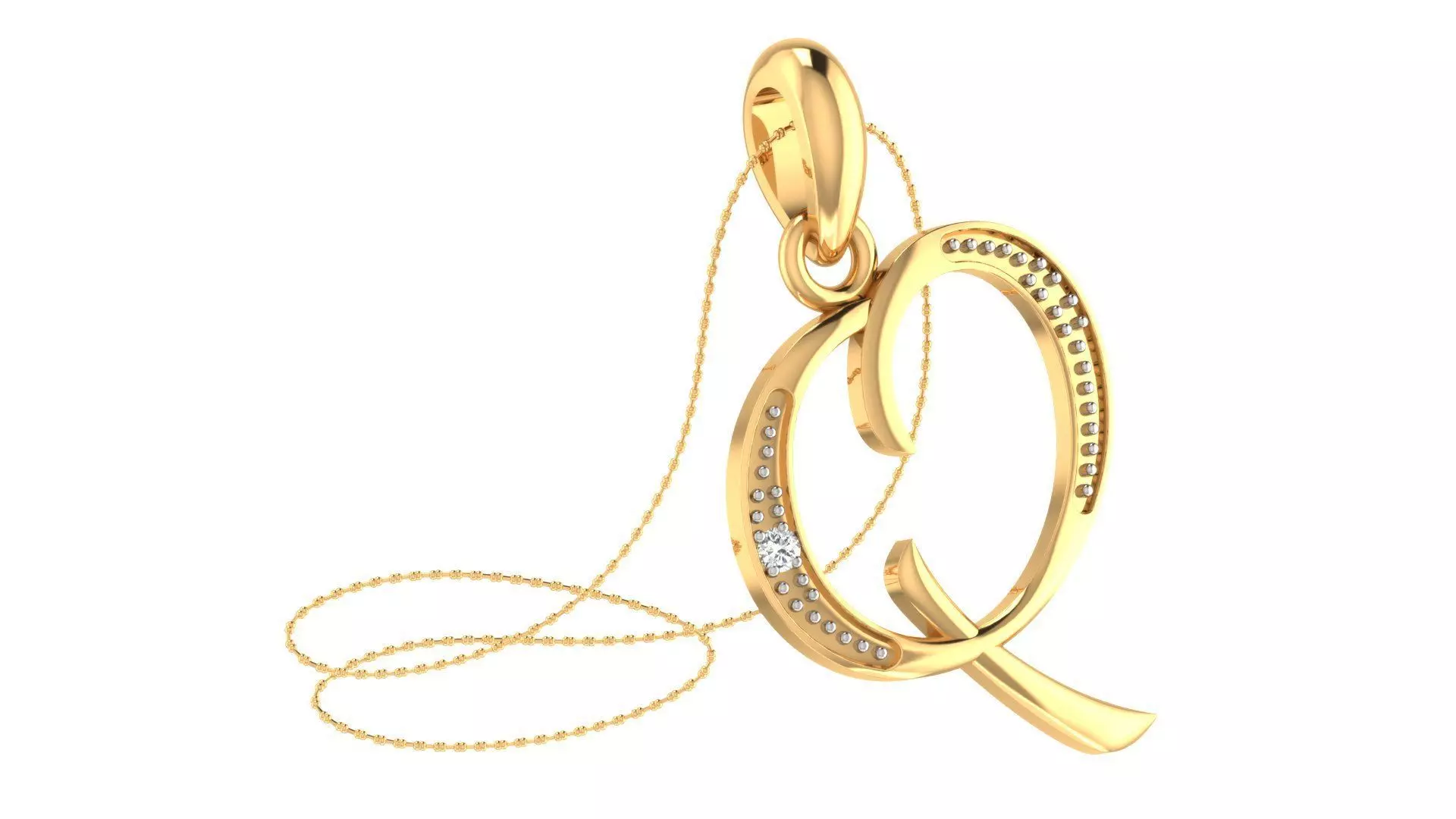 Alphabet-Q pendant 3dm stl render 3D print model_0