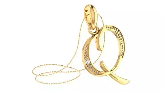 Alphabet-Q pendant 3dm stl render