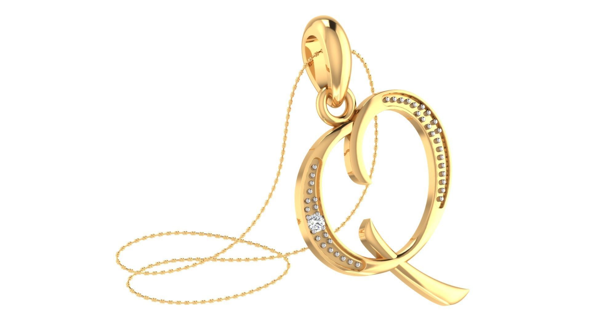 Alphabet-Q pendant 3dm stl render 3D print model_1