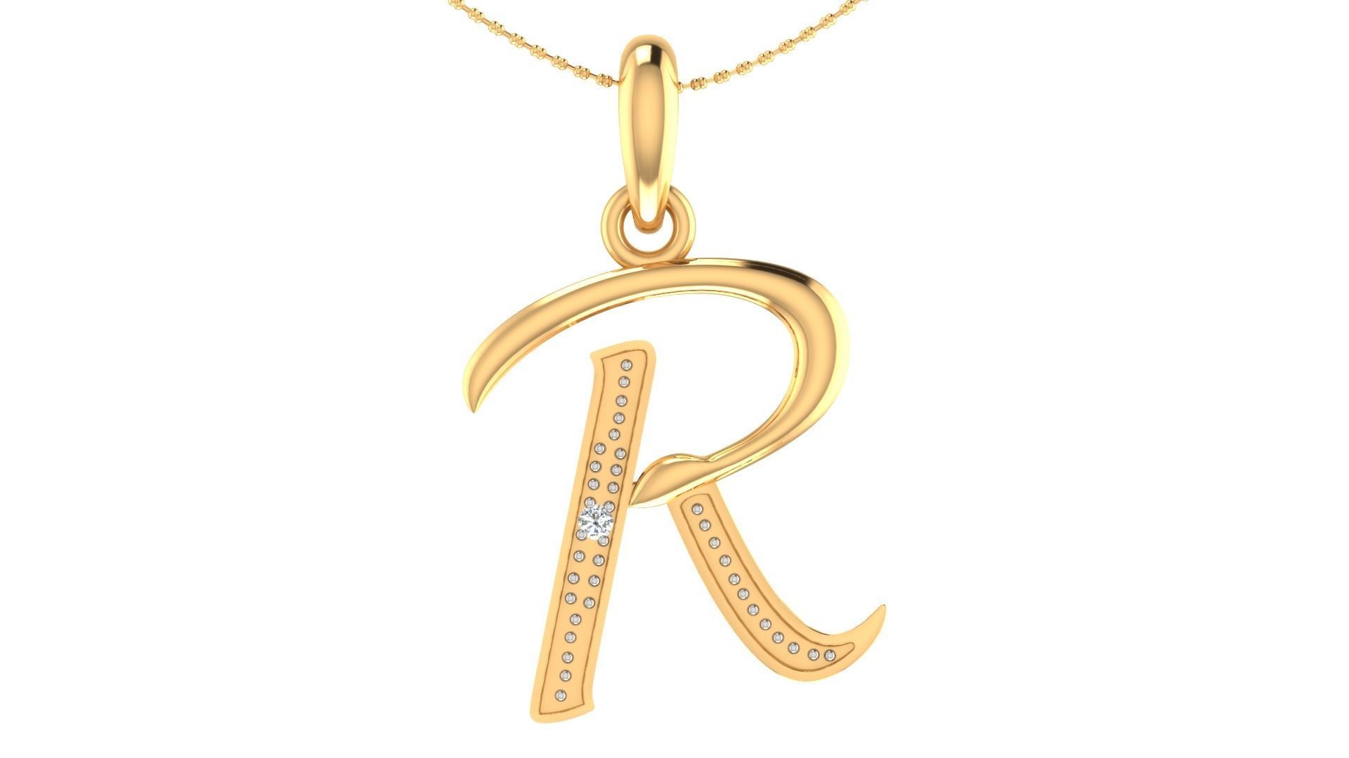 Alphabet-R pendant 3dm stl render 3D print model_3