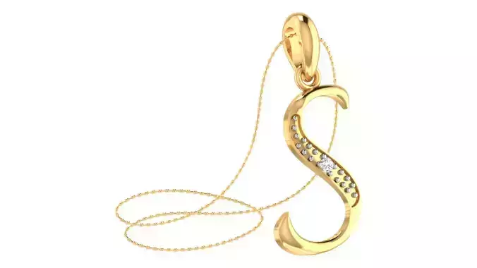Alphabet-S pendant 3dm stl render