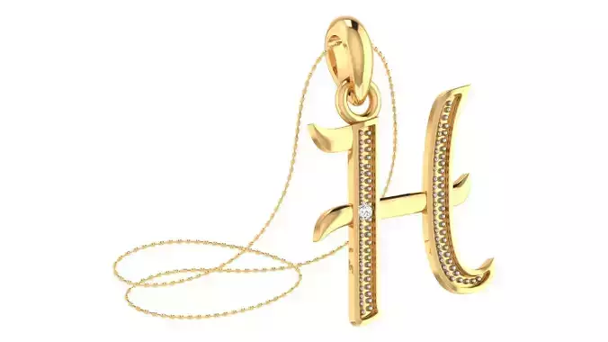 Alphabet-H pendant 3dm stl render