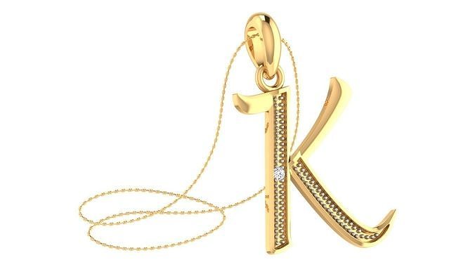 Alphabet-K pendant 3dm stl render 3D print model