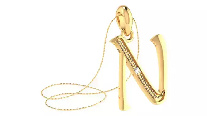 Alphabet-N pendant 3dm stl render