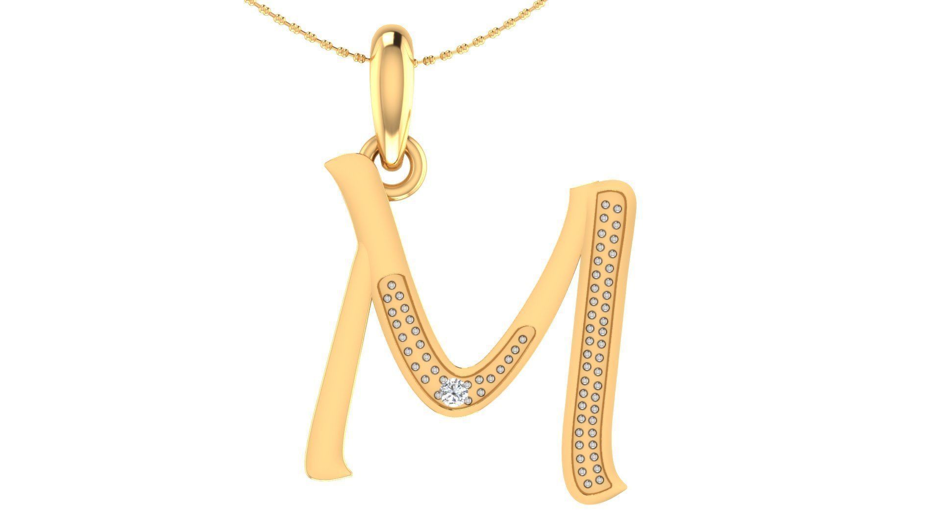 Alphabet-M pendant 3dm stl render 3D print model_2