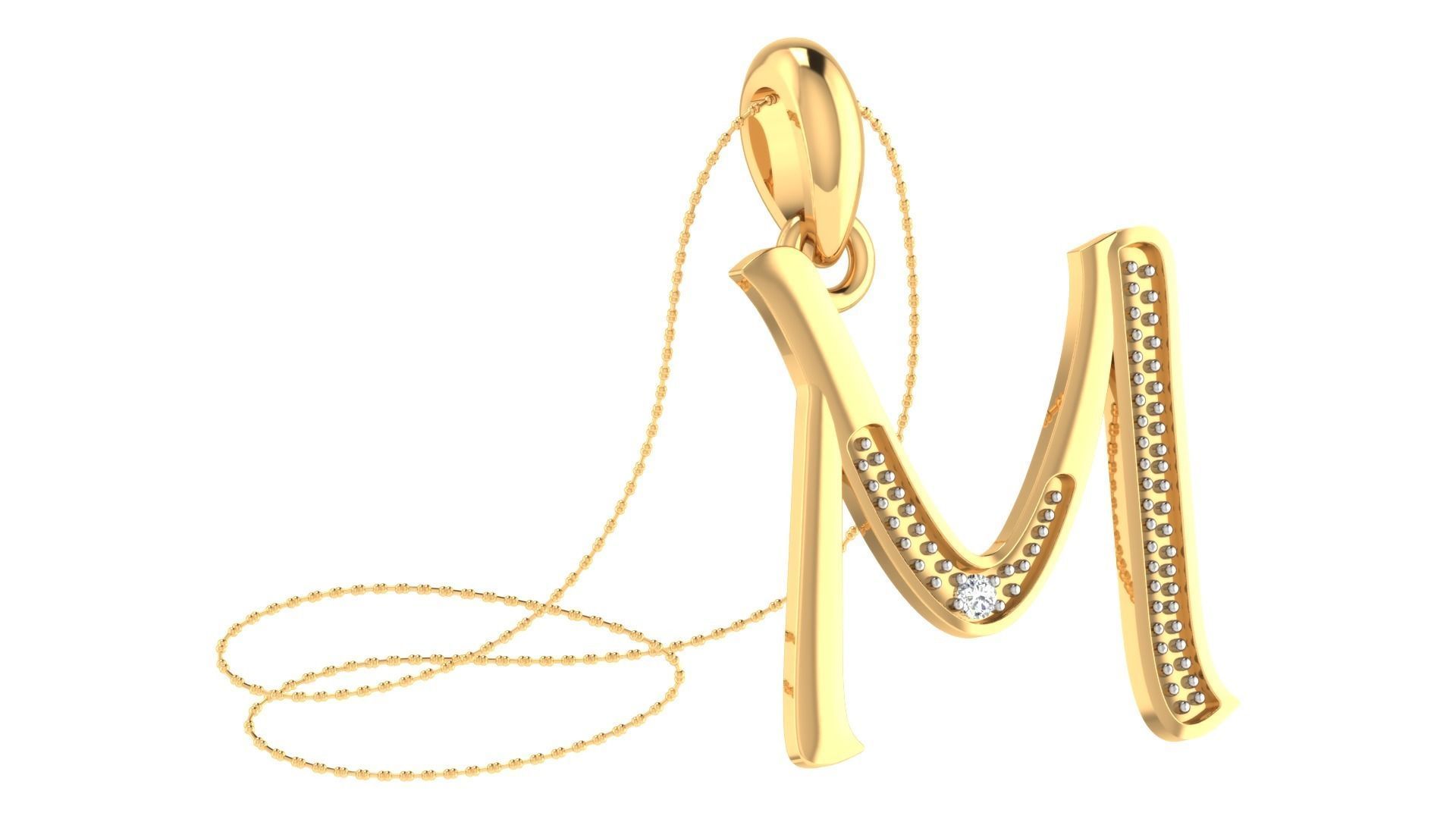 Alphabet-M pendant 3dm stl render 3D print model_1