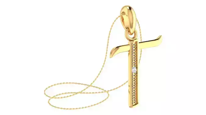 Alphabet-T pendant 3dm stl render