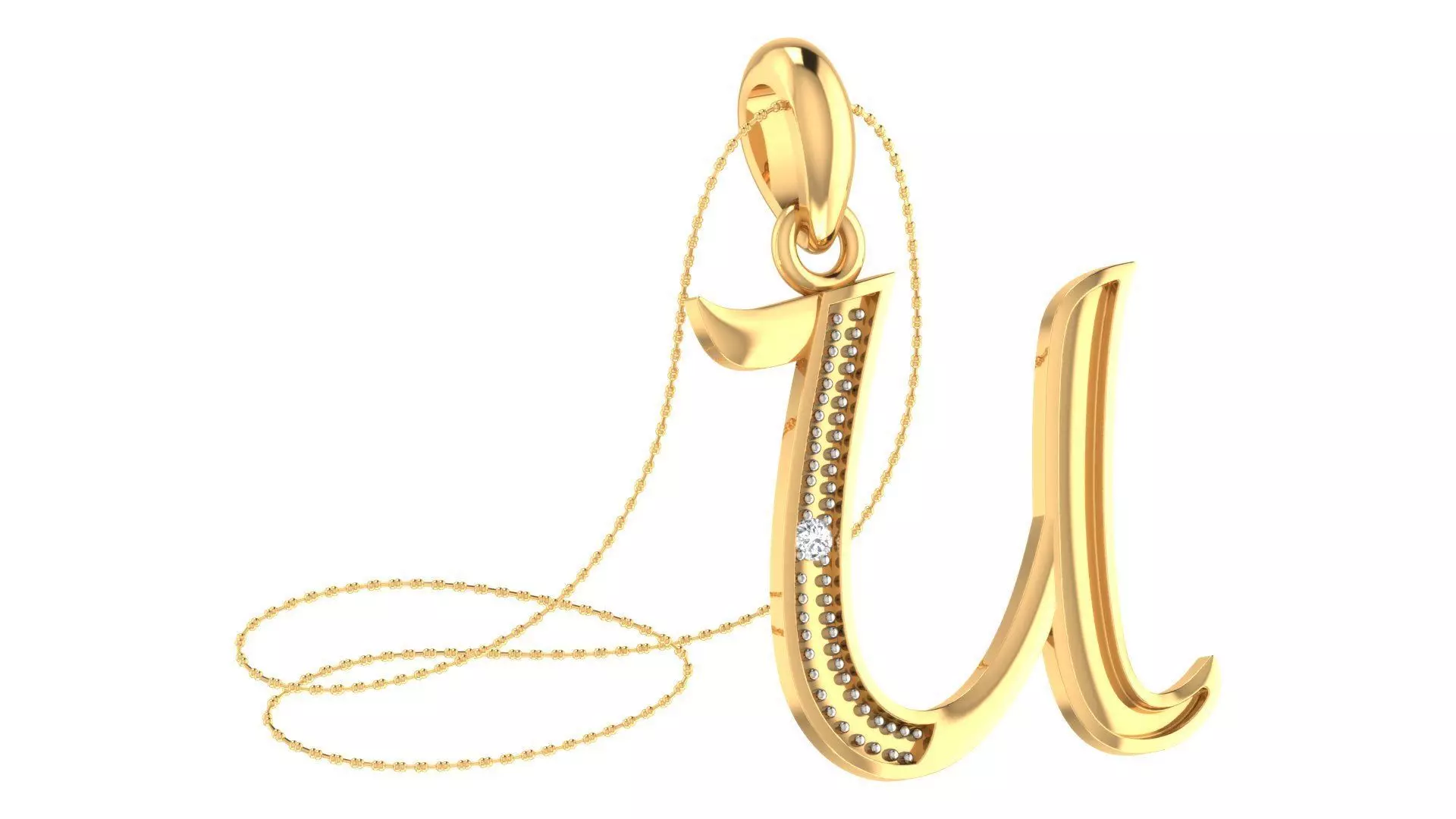 Alphabet-U pendant 3dm stl render 3D print model_0