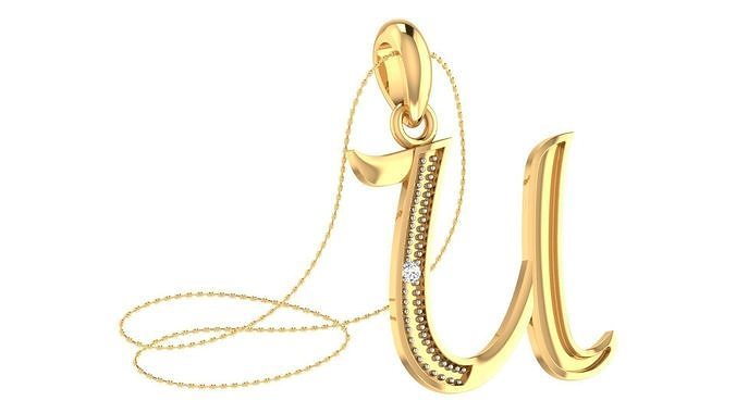 Alphabet-U pendant 3dm stl render 3D print model