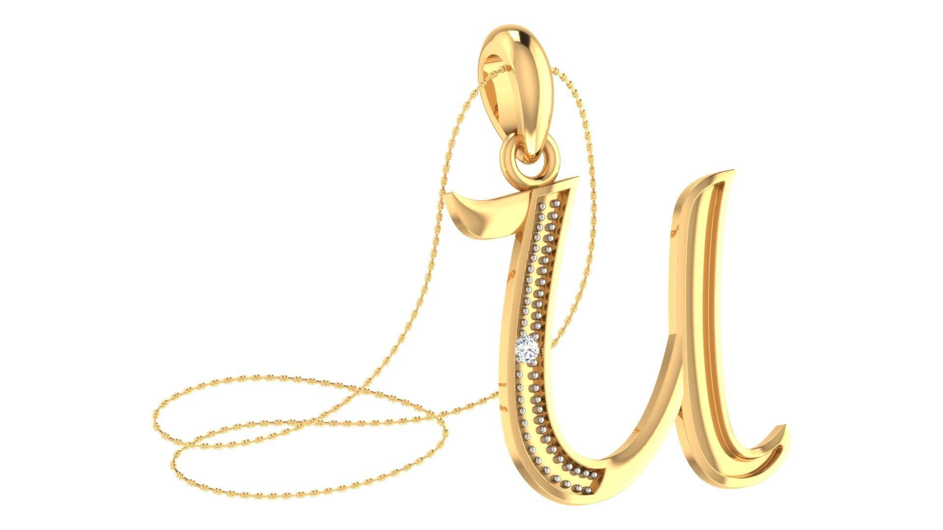 Alphabet-U pendant 3dm stl render 3D print model_1