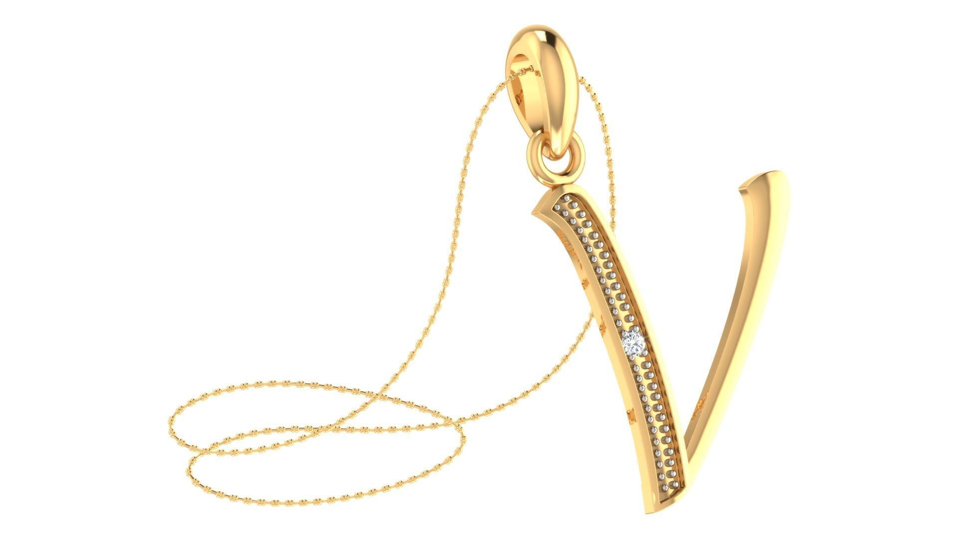 Alphabet-V pendant 3dm stl render 3D print model_1