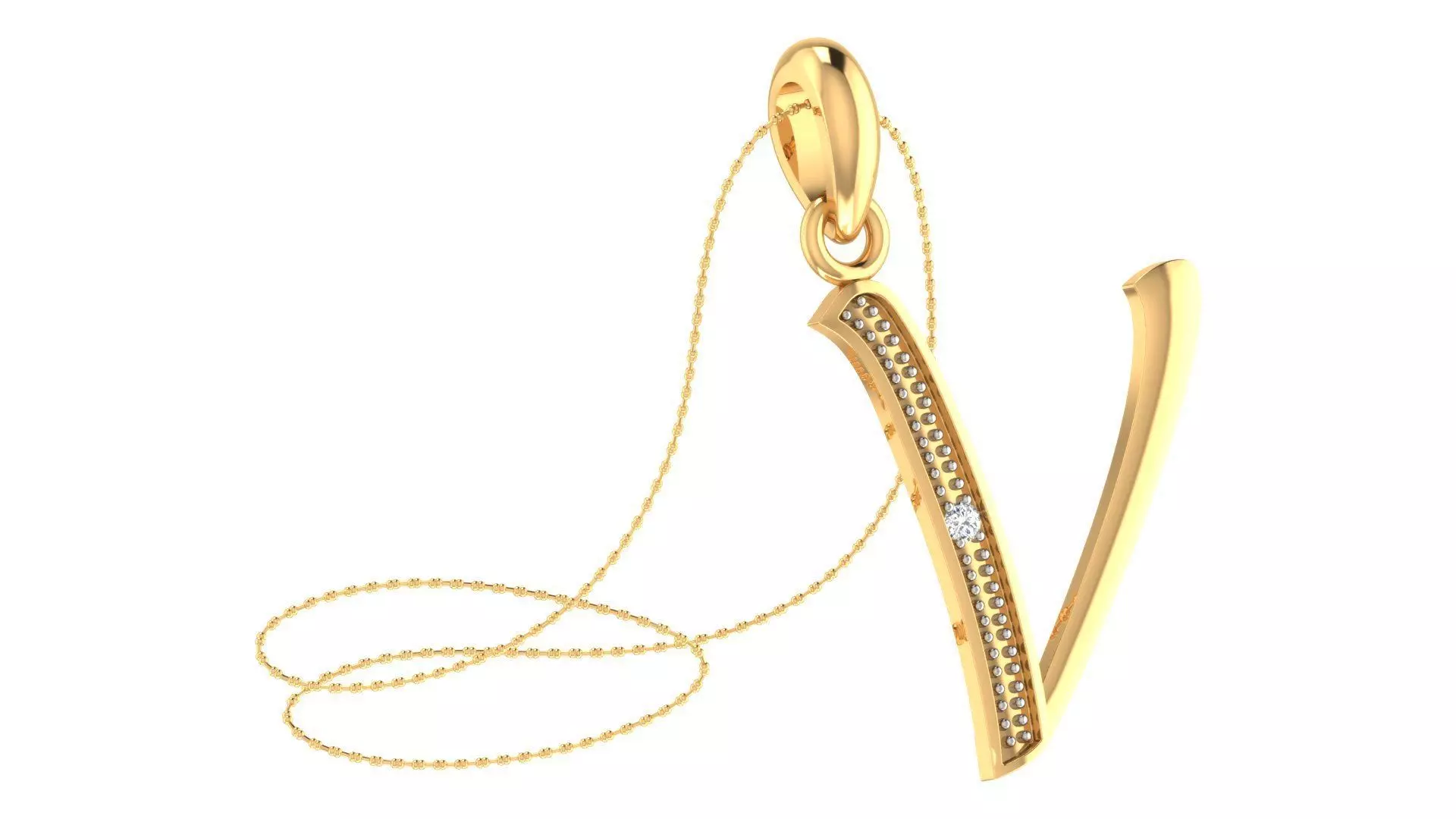 Alphabet-V pendant 3dm stl render 3D print model_0