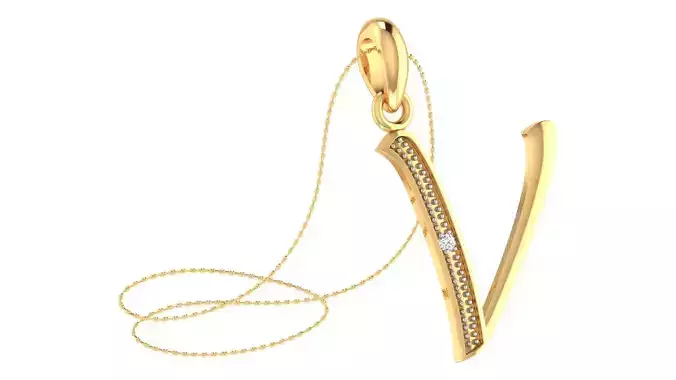 Alphabet-V pendant 3dm stl render