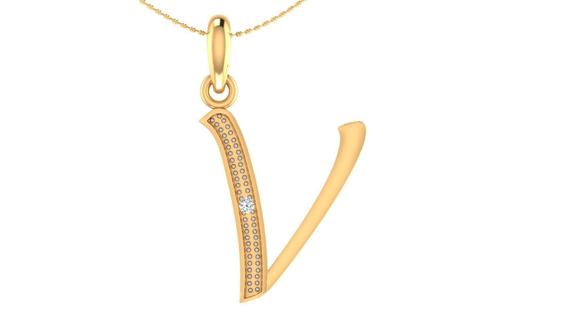 Alphabet-V pendant 3dm stl render 3D print model_2