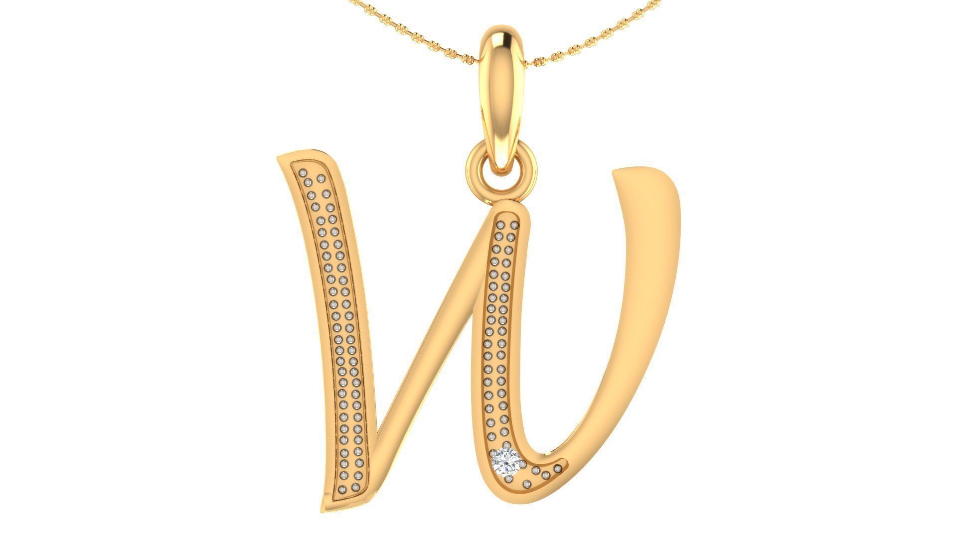 Alphabet-W pendant 3dm stl render 3D print model_2
