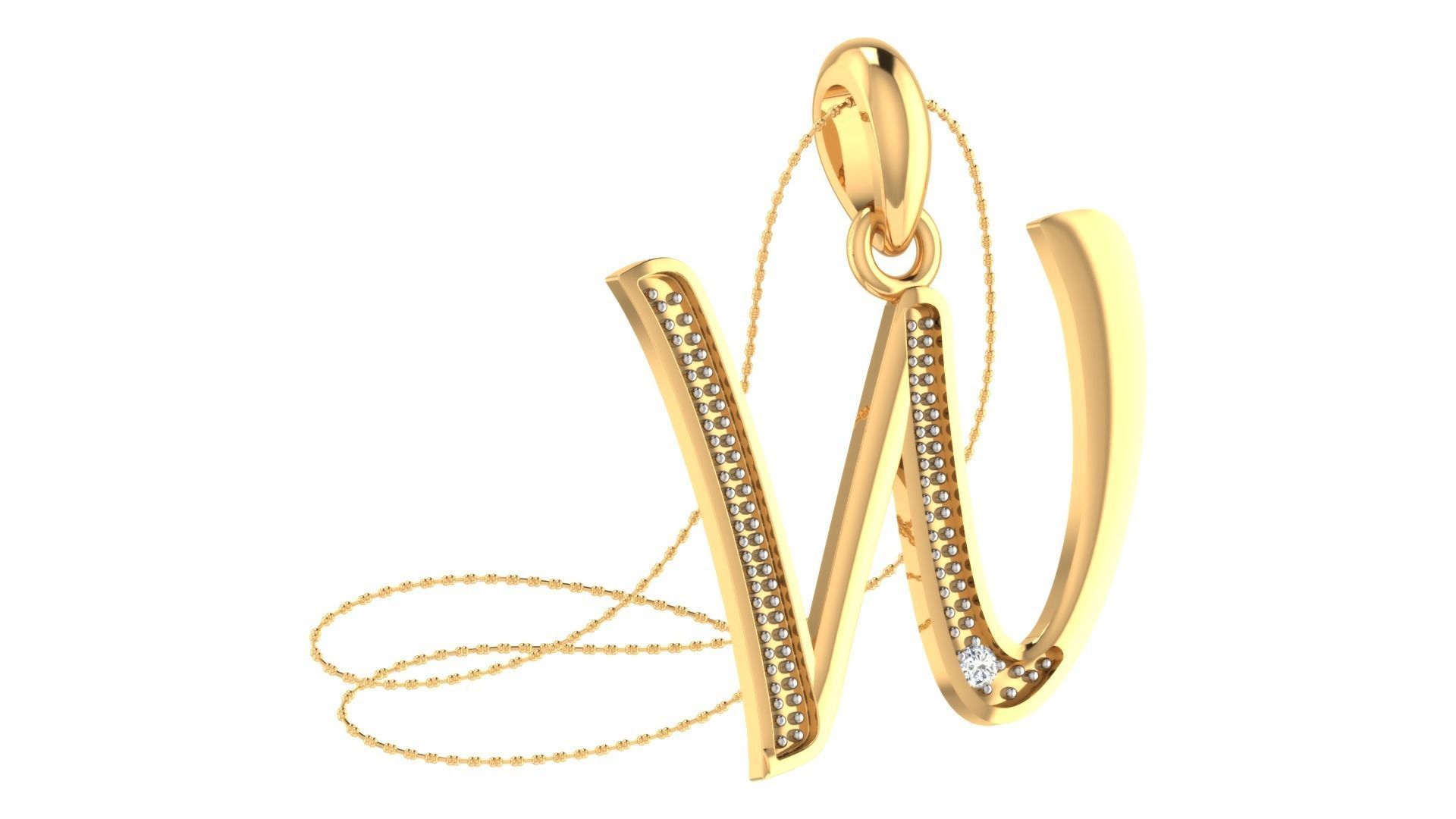 Alphabet-W pendant 3dm stl render 3D print model_1