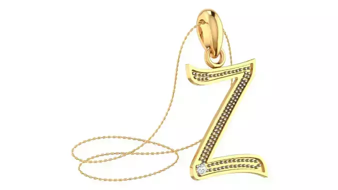 Alphabet-Z pendant 3dm stl render