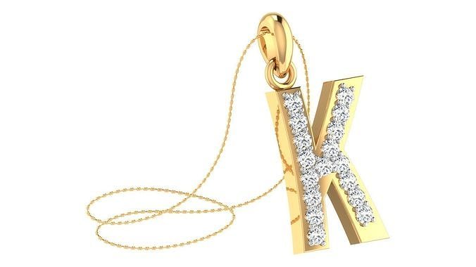 Alphabet-K pendant 3dm stl render 3D print model