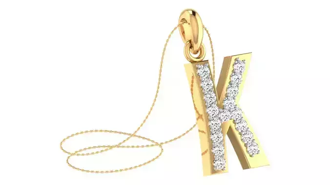 Alphabet-K pendant 3dm stl render