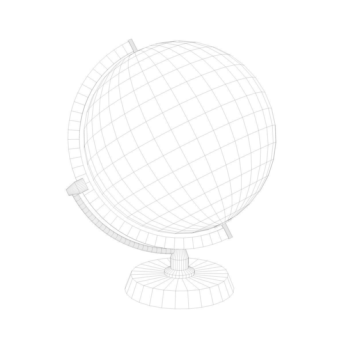 Celestial Globe with Wooden Stand and Brass Elements - Star Map Low-poly 3D model_6