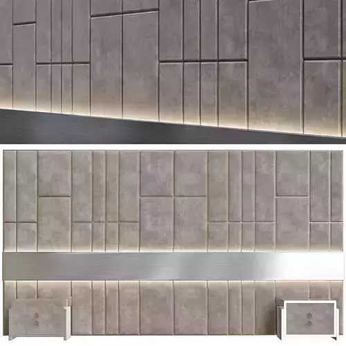 Headboard 3d model wall with light