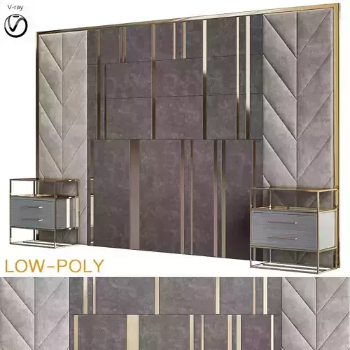 Headboard 3d model and dresser