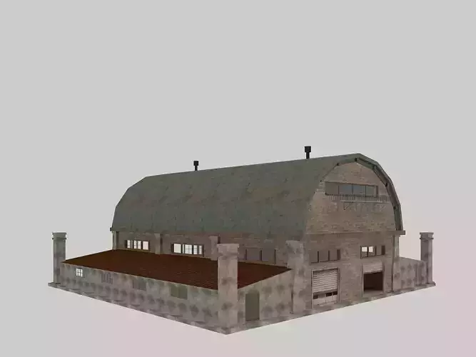 Low poly Warehouse Old interior and exterior 2