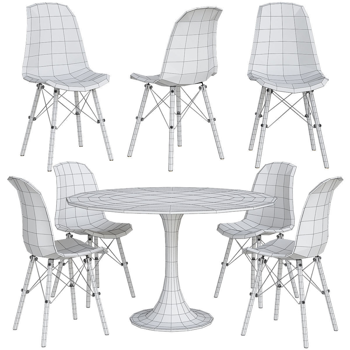 Mesa De Jantar Oval 3d model Low-poly 3D model_1