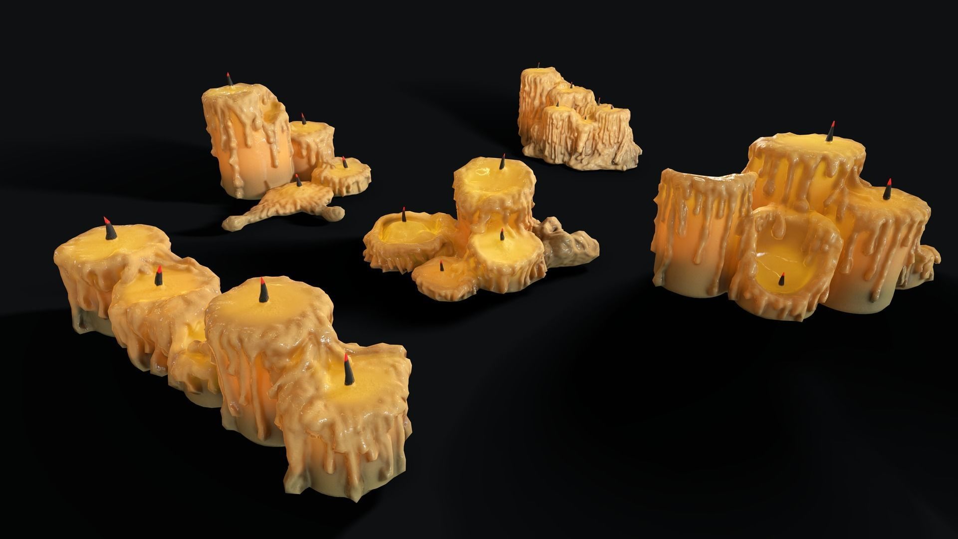 Large Candles Collection Low-poly 3D model_20
