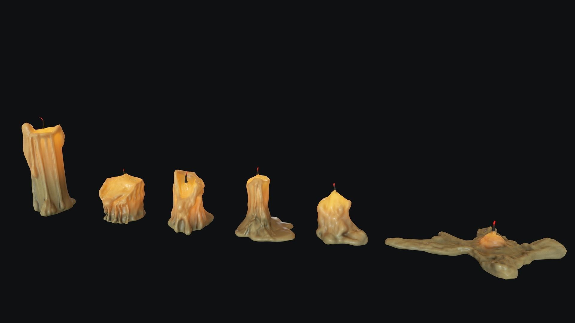 Large Candles Collection Low-poly 3D model_14